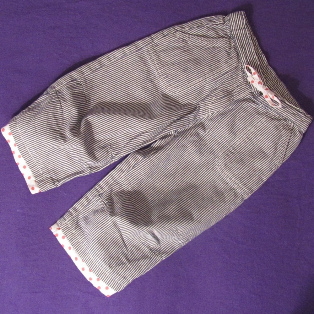 Mini Boden Capri Pants Blue White Striped Denim 3T